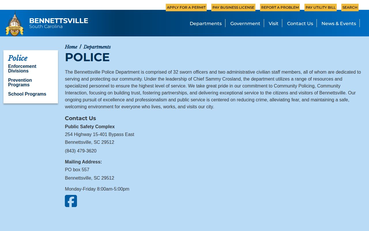 Marlboro County Bennettsville Police records page